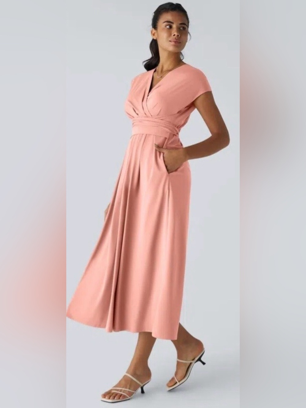 HALARA Pink Wrap-Style Maxi Dress
